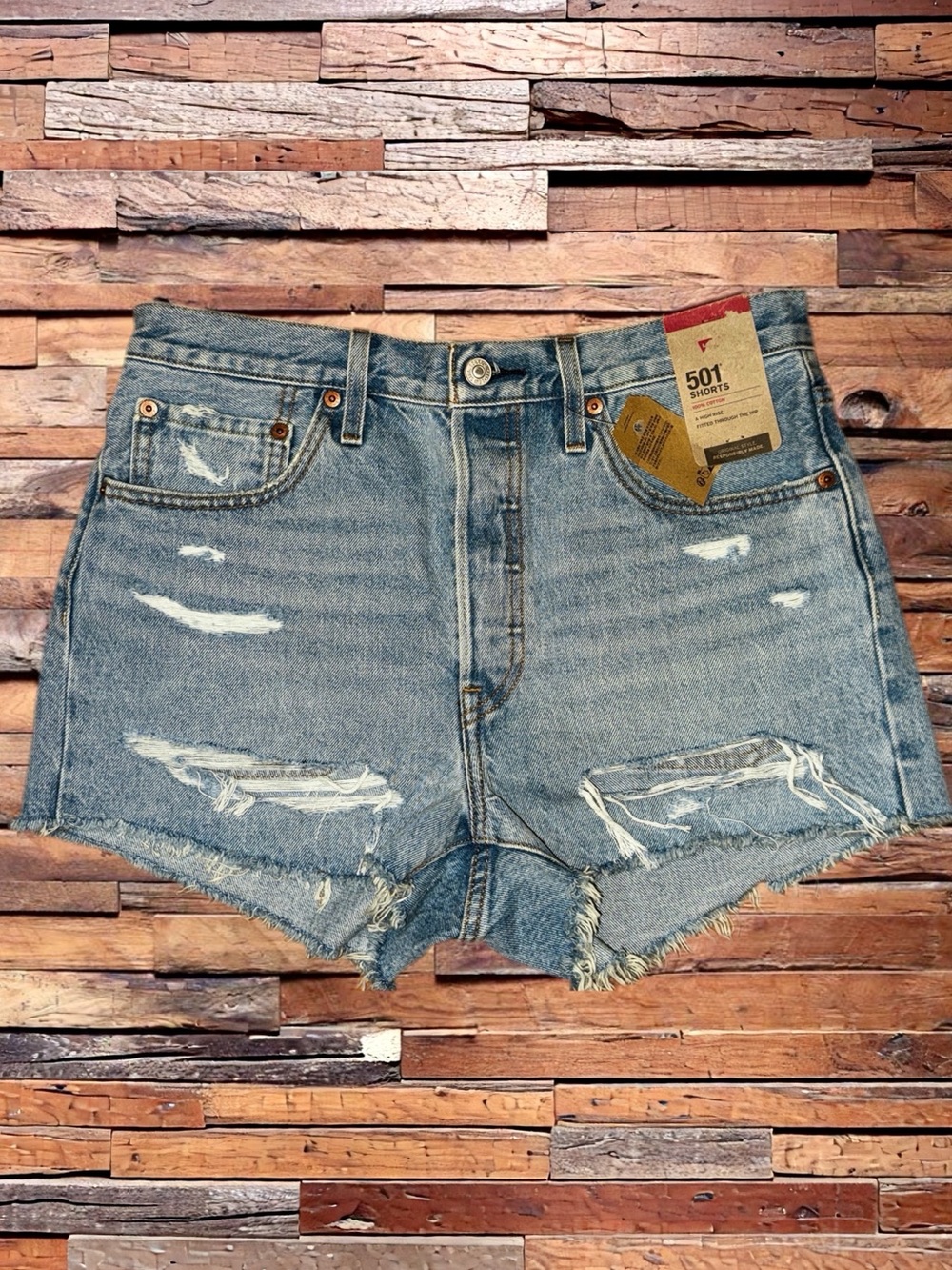 NWT Levi's 501 Distressed Denim Cutoff Shorts - Light Blue